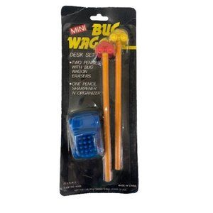 Vintage Bug Wagor Pencil set 2 pencils and sharper